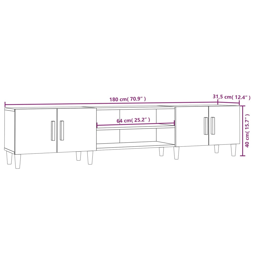 TV unit, concrete grey, 180x31.5x40cm, wood