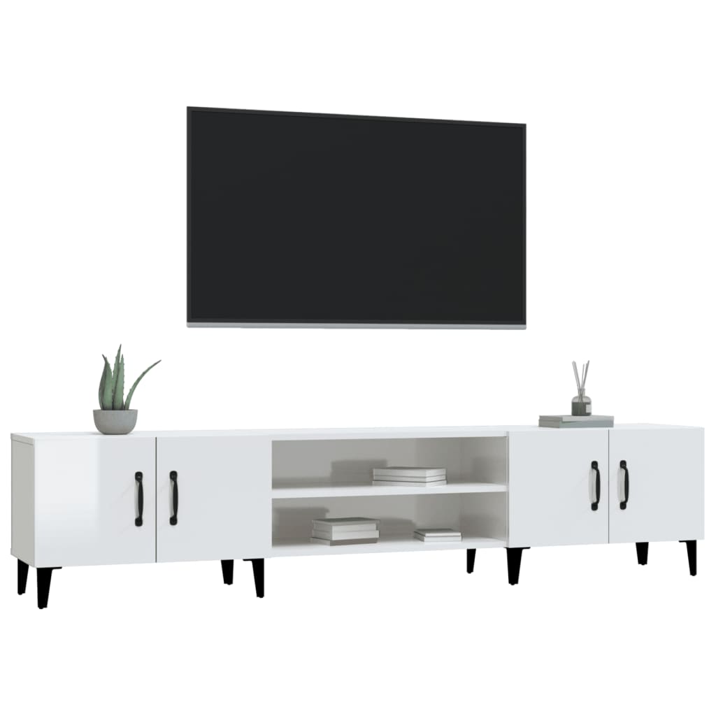 TV cabinet, white, 180x31.5x40cm, wood, glossy