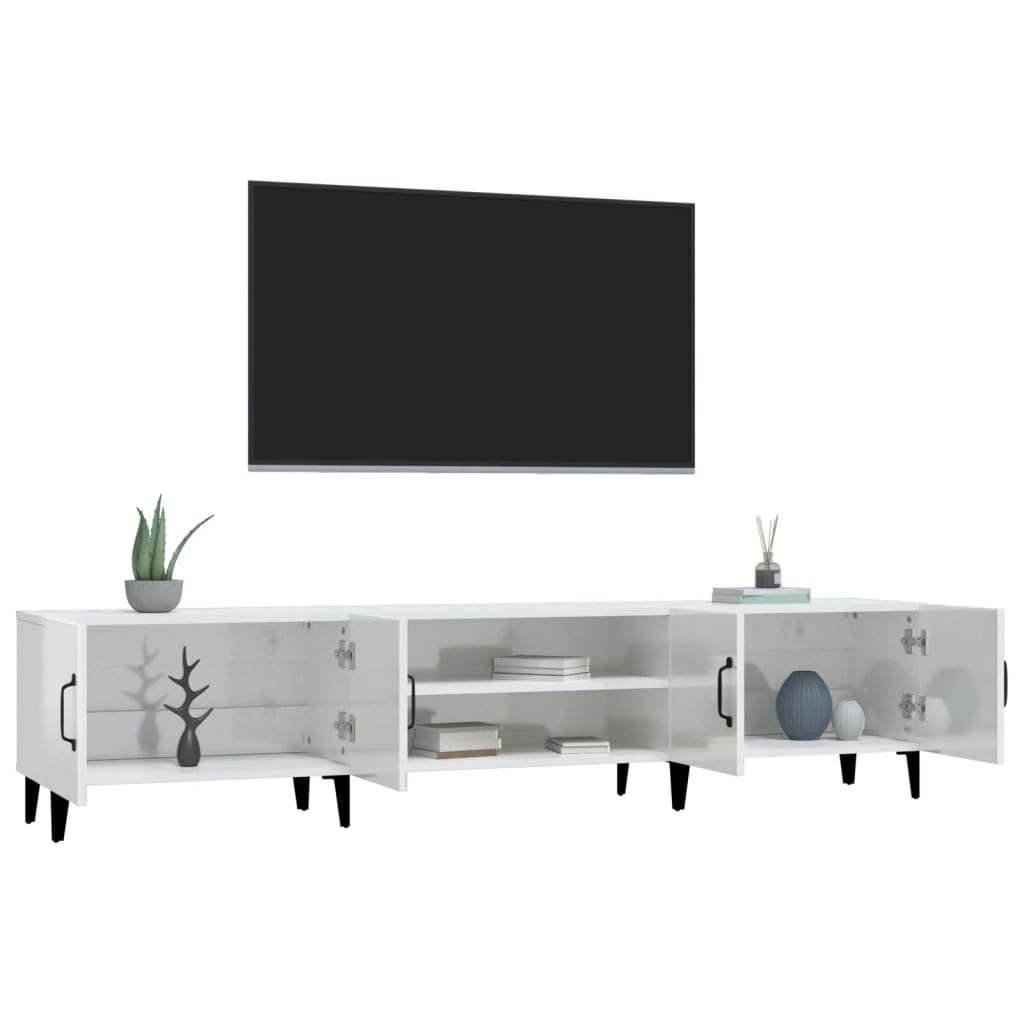 TV cabinet, white, 180x31.5x40cm, wood, glossy