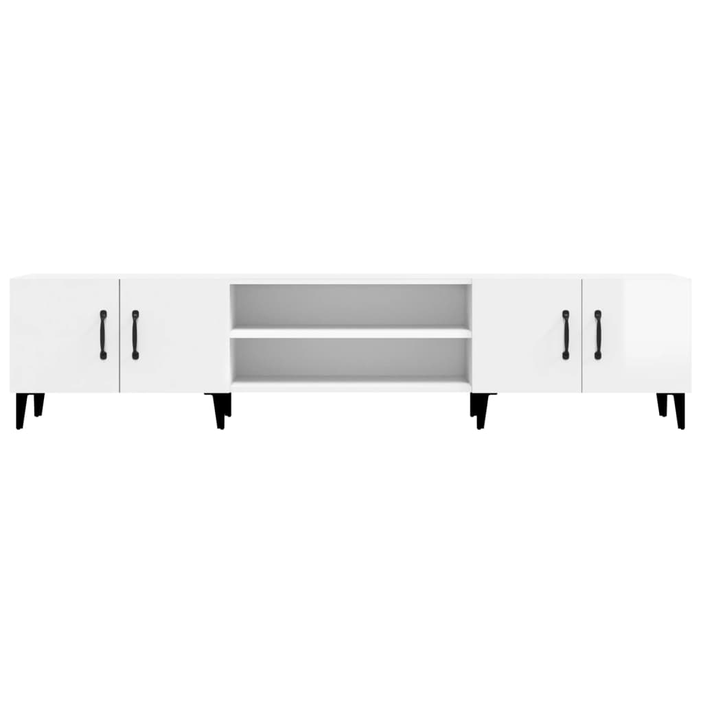 TV cabinet, white, 180x31.5x40cm, wood, glossy