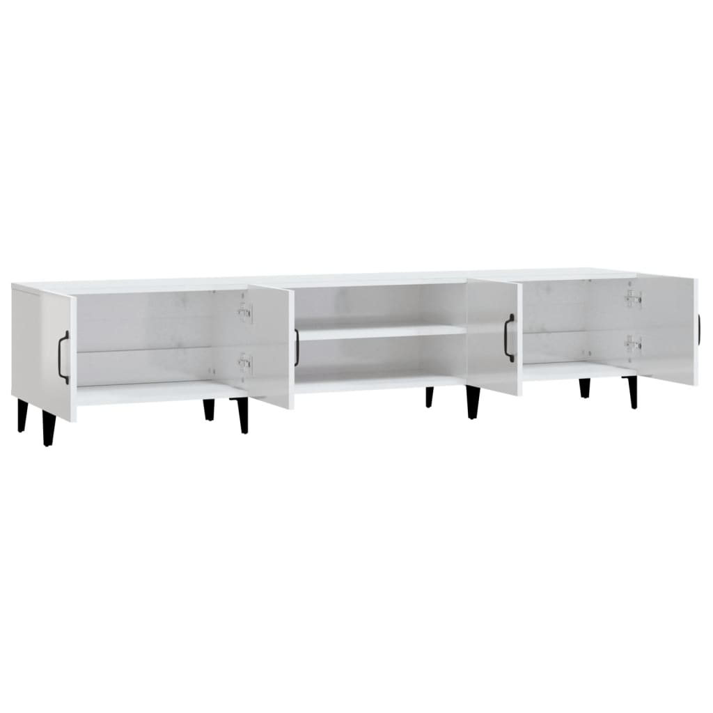 TV cabinet, white, 180x31.5x40cm, wood, glossy