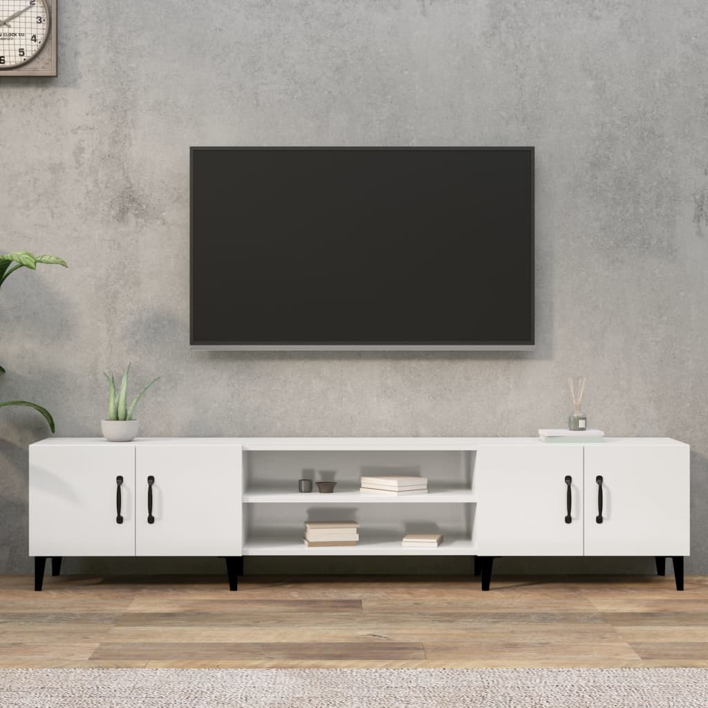 TV cabinet, white, 180x31.5x40cm, wood, glossy