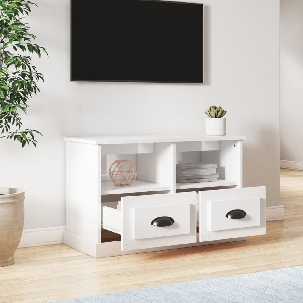 TV stand, white, 80x35x50cm, wood, high gloss