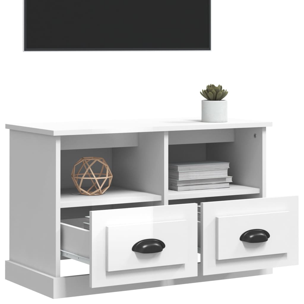 TV stand, white, 80x35x50cm, wood, high gloss