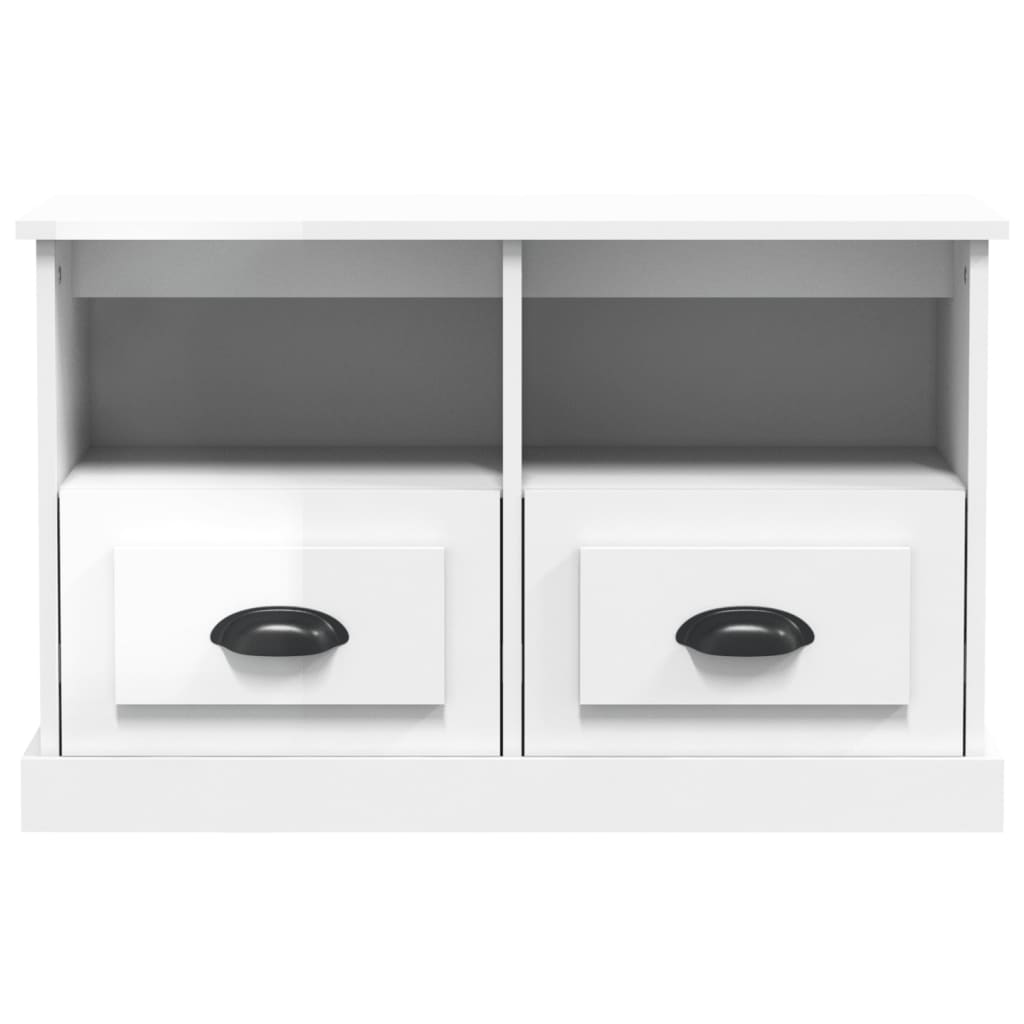 TV stand, white, 80x35x50cm, wood, high gloss