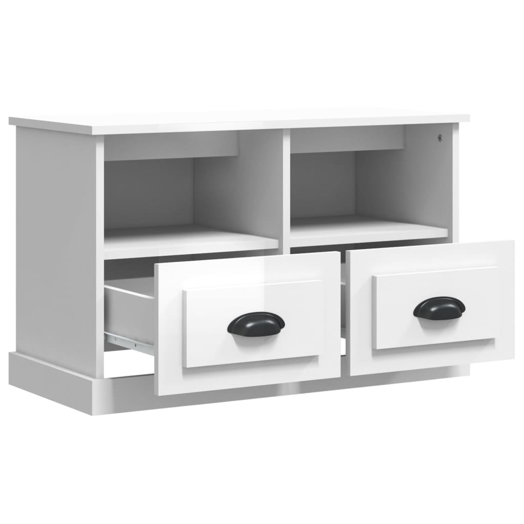 TV stand, white, 80x35x50cm, wood, high gloss