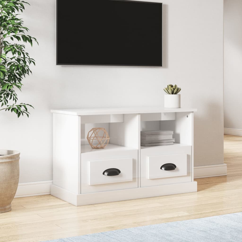 TV stand, white, 80x35x50cm, wood, high gloss
