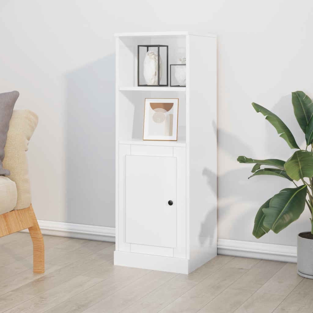Chest of drawers, white, 36x35.5x103.5cm, engineered wood, high gloss