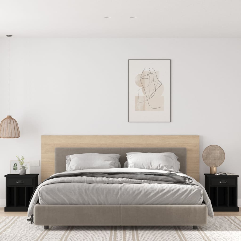 Nightstands, 2 pcs., black, 43x36x50cm