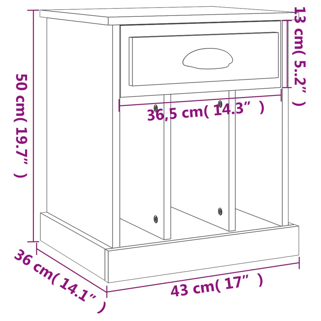 Nightstand, white, 43x36x50cm, glossy