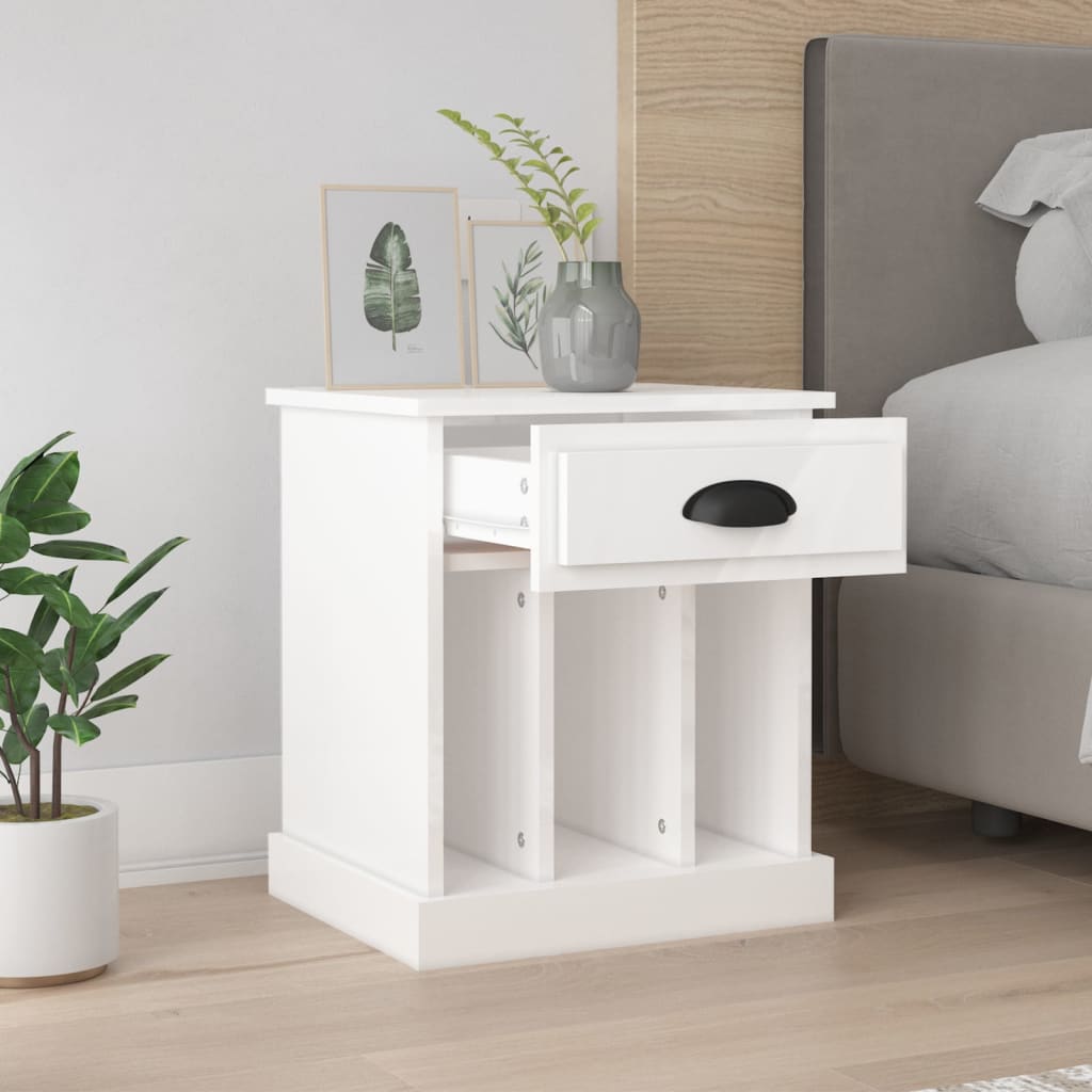Nightstands, 2 pcs., white, 43x36x50cm, high gloss