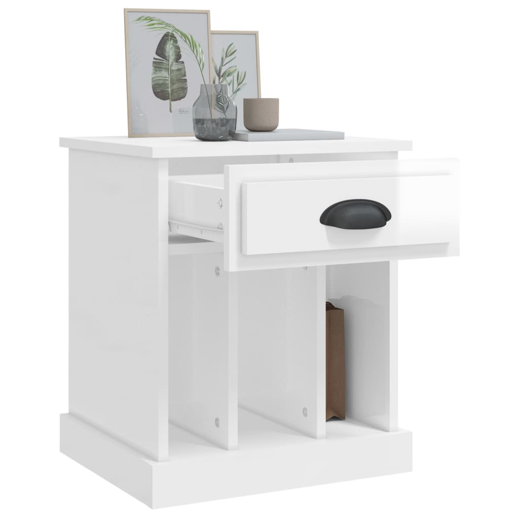 Nightstands, 2 pcs., white, 43x36x50cm, high gloss
