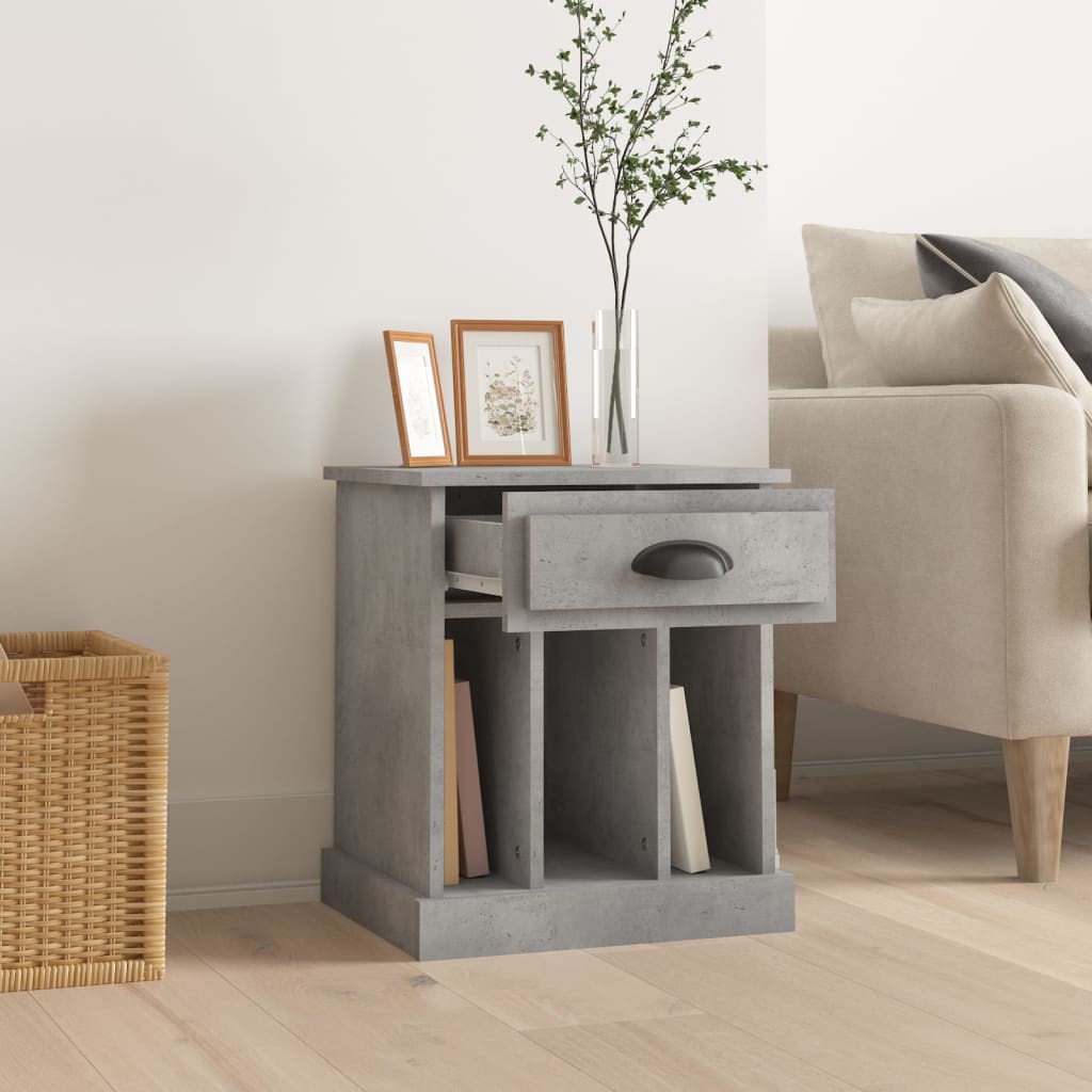 Bedside table, concrete grey, 43x36x50cm