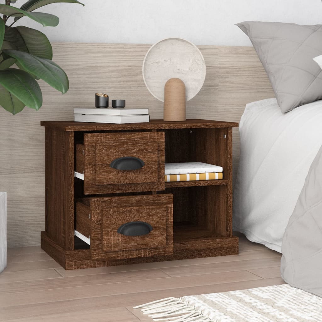 Nightstand, brown oak color, 60x35.5x45cm