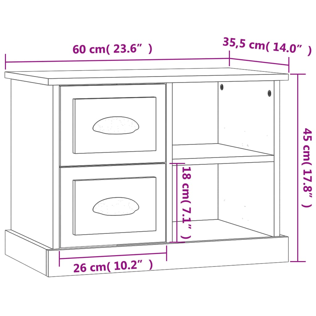 Nightstand, brown oak color, 60x35.5x45cm