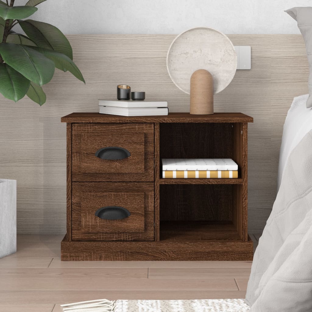 Nightstand, brown oak color, 60x35.5x45cm