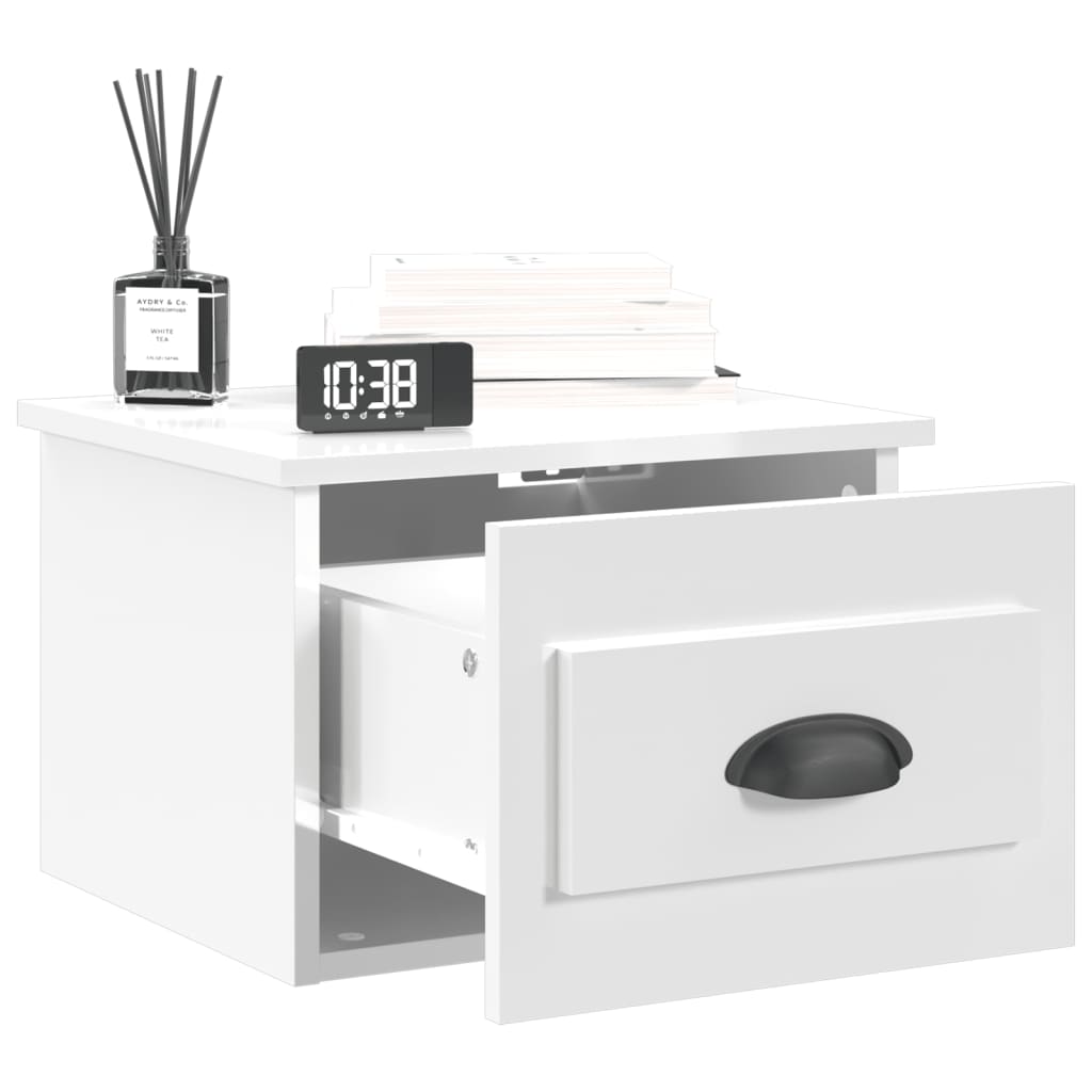Wall-mounted bedside tables, 2 pcs., white, 41.5x36x28 cm