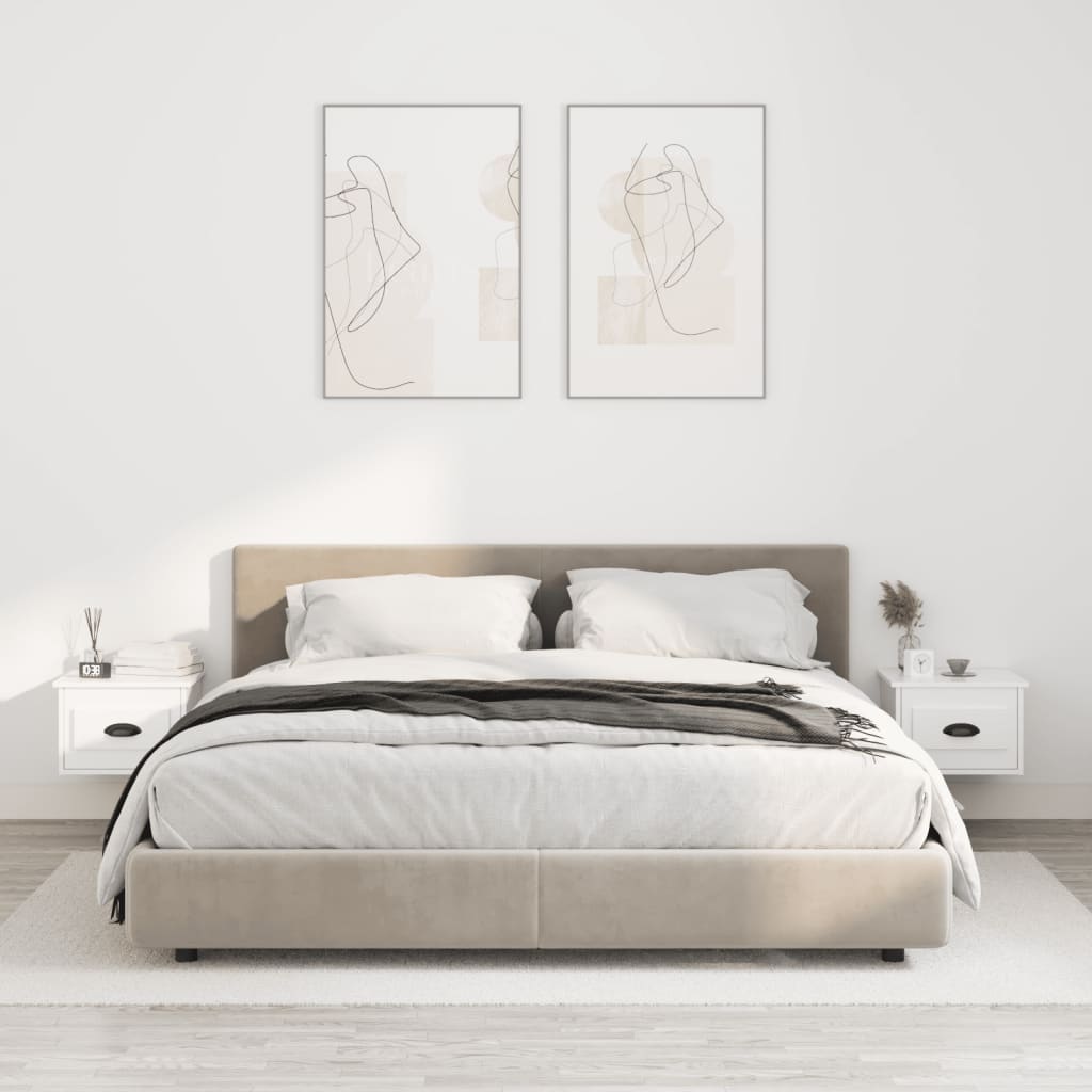 Wall-mounted bedside tables, 2 pcs., white, 41.5x36x28 cm