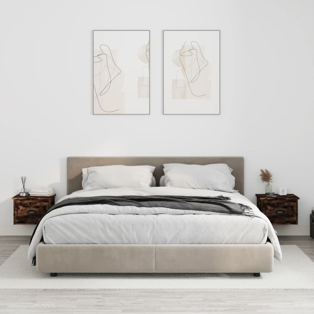 Wall-mounted nightstands, 2 pcs., oak, 41.5x36x28cm