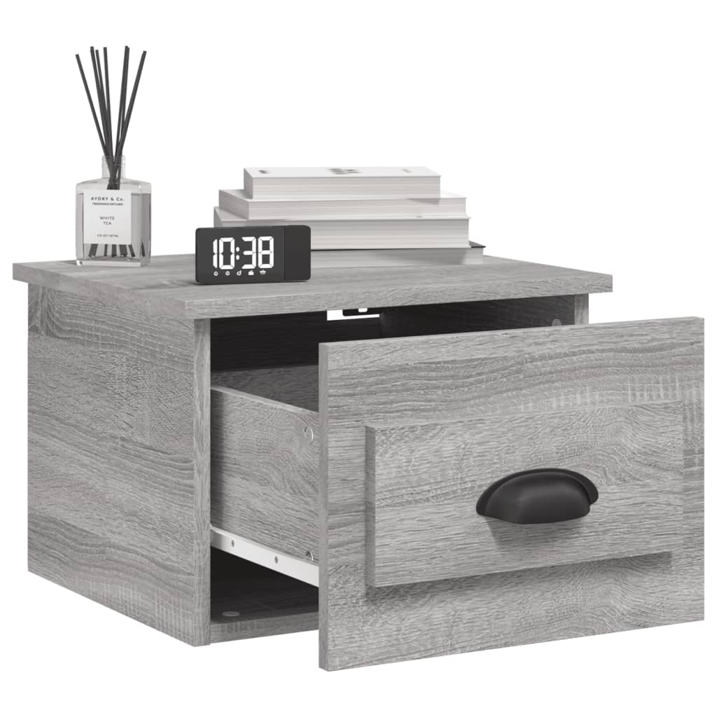 Wall-mounted nightstand, grey oak, 41.5x36x28cm
