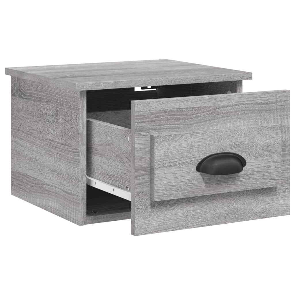 Wall-mounted nightstand, grey oak, 41.5x36x28cm