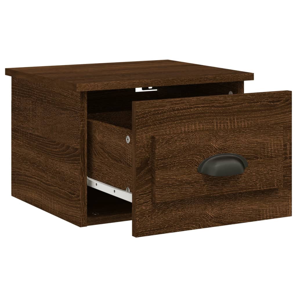 Wall-mounted nightstand, brown oak, 41.5x36x28cm