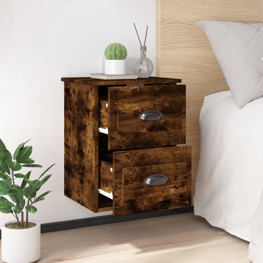 Wall-mounted nightstands, 2 pcs., smoky, 41.5x36x53cm