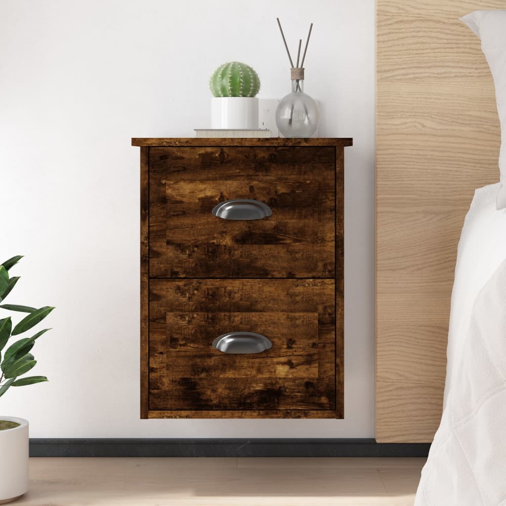 Wall-mounted nightstands, 2 pcs., smoky, 41.5x36x53cm