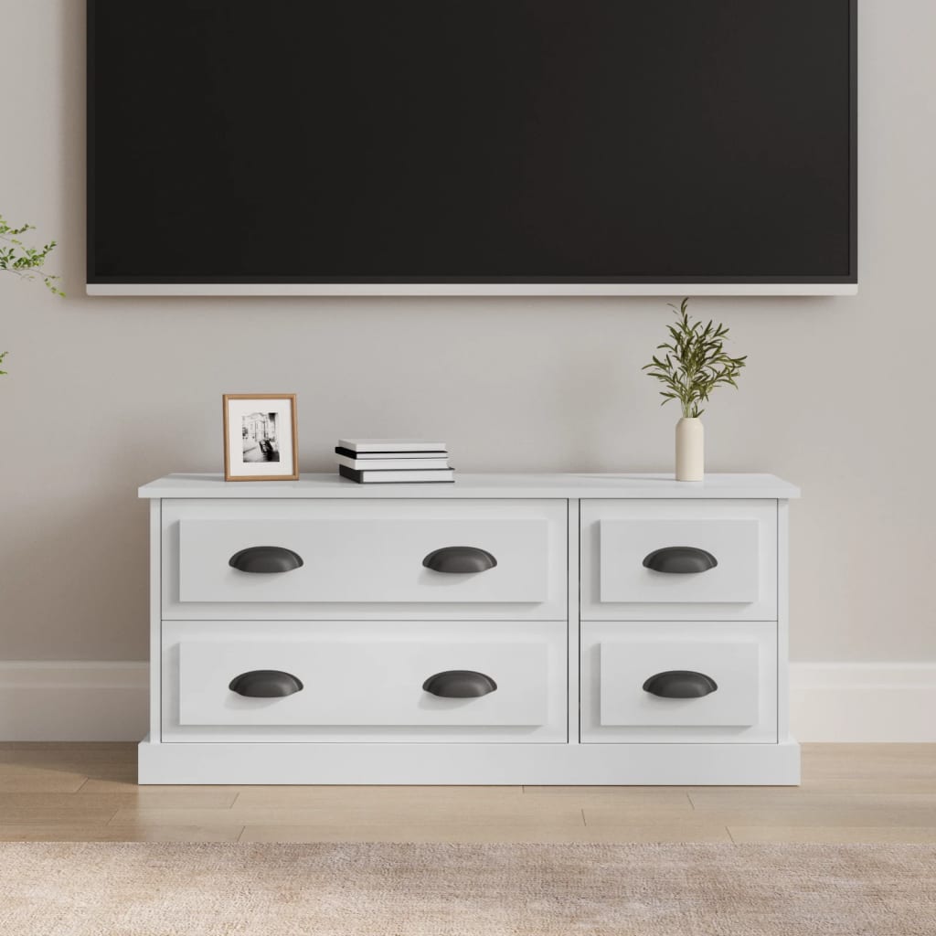TV skapītis, balts, 100x35,5x45cm, koks, glancēts