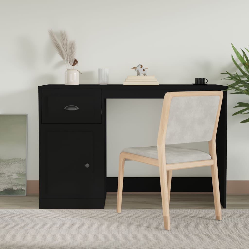 Writing desk with a drawer, black, 115x50x75cm, wood
