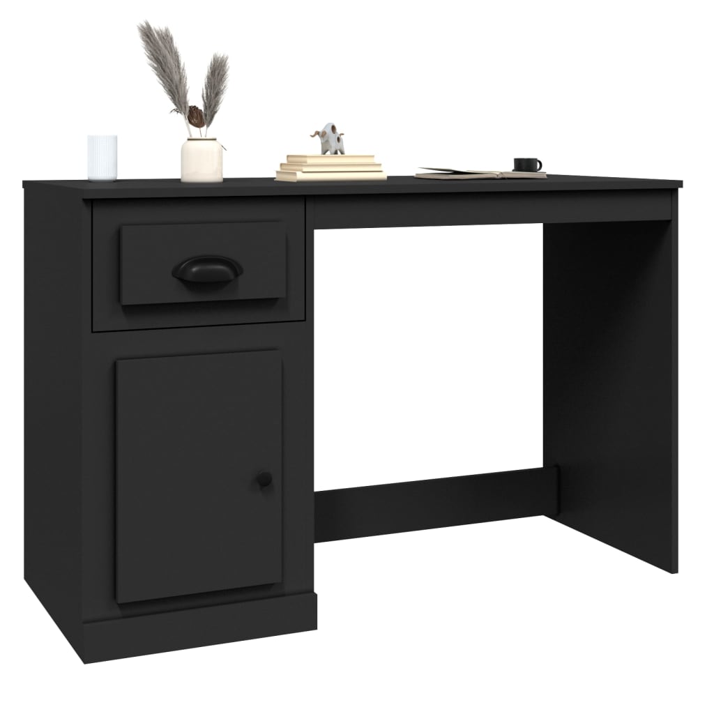 Writing desk with a drawer, black, 115x50x75cm, wood