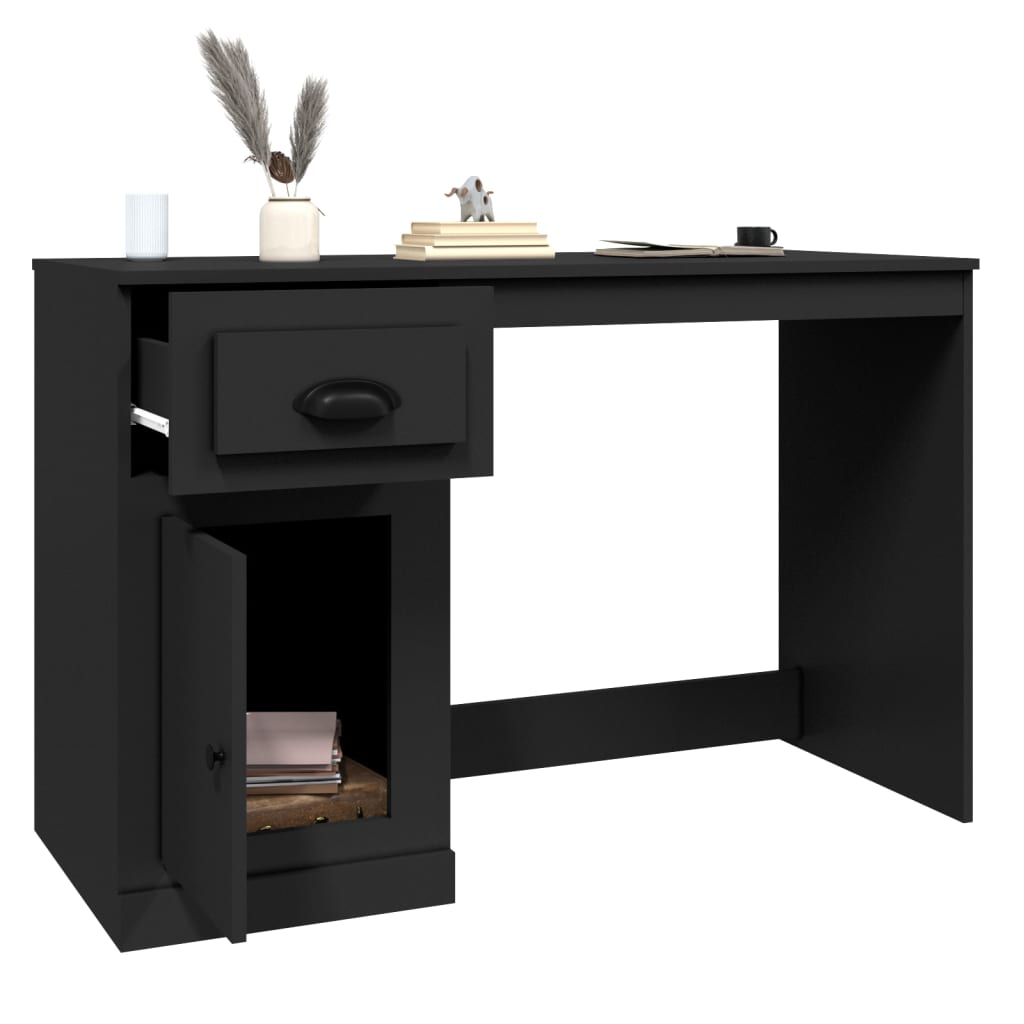 Writing desk with a drawer, black, 115x50x75cm, wood