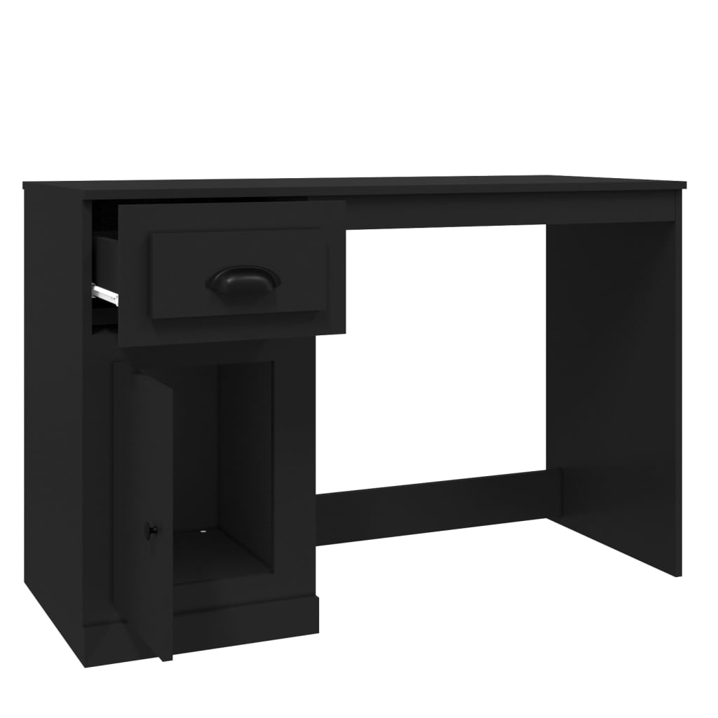 Writing desk with a drawer, black, 115x50x75cm, wood
