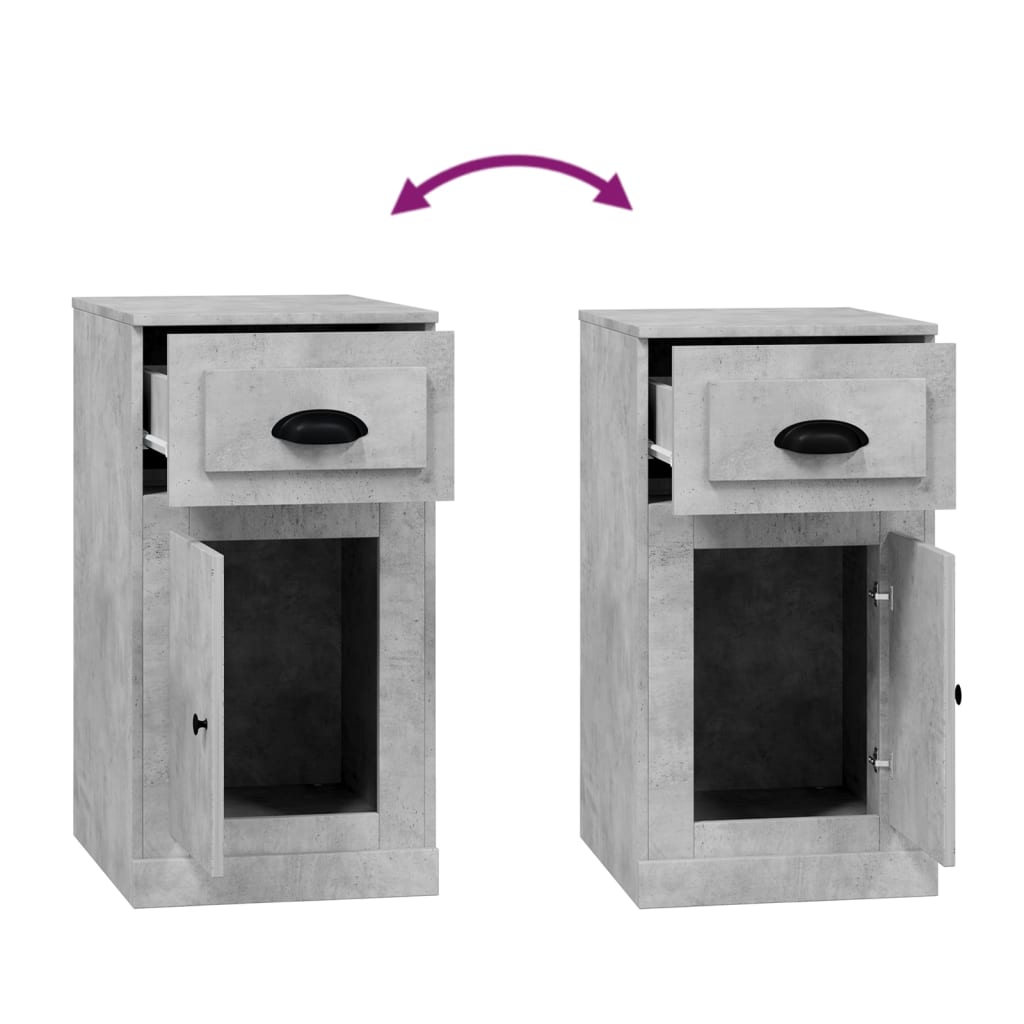 Side cabinet with drawer, concrete grey, 40x50x75cm, wood