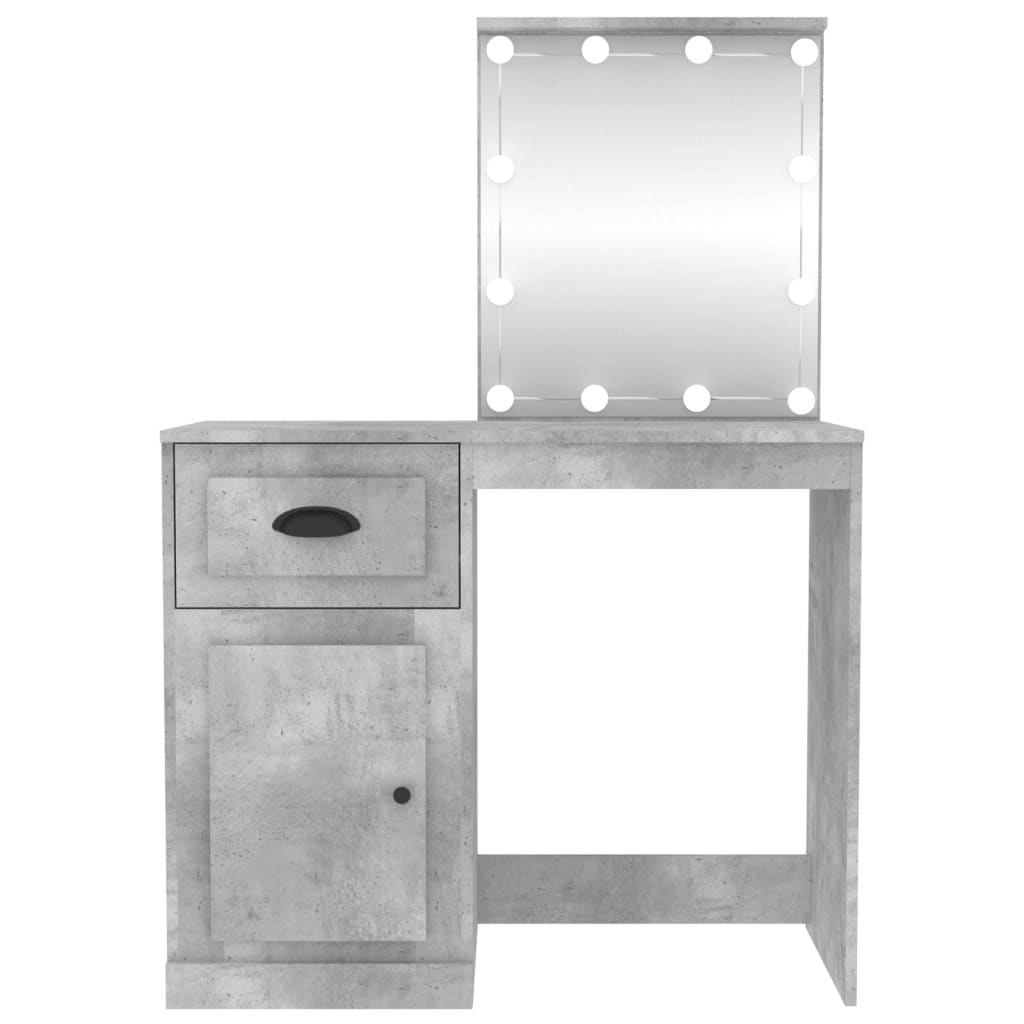 Kosmētikas galdiņš ar LED, pelēks, 90x50x132,5cm, koks