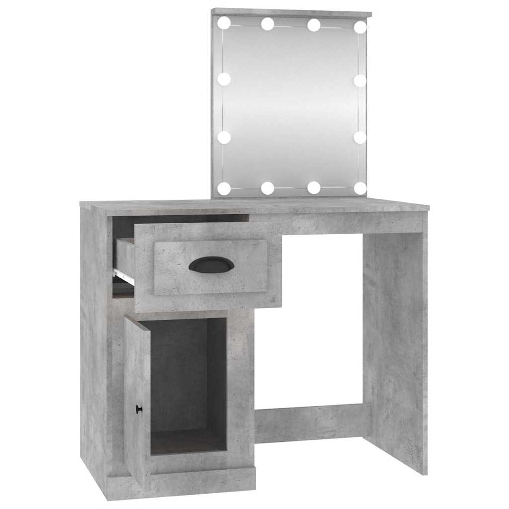 Kosmētikas galdiņš ar LED, pelēks, 90x50x132,5cm, koks