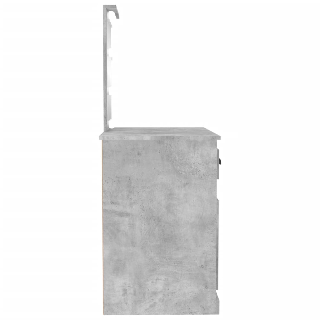 Kosmētikas galdiņš ar LED, pelēks, 90x50x132,5cm, koks