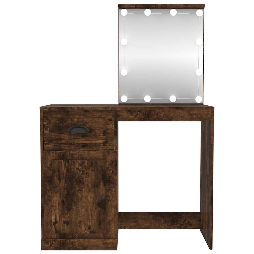 Kosmētikas galdiņš ar LED, ozolkoka, 90x50x132,5cm, koks