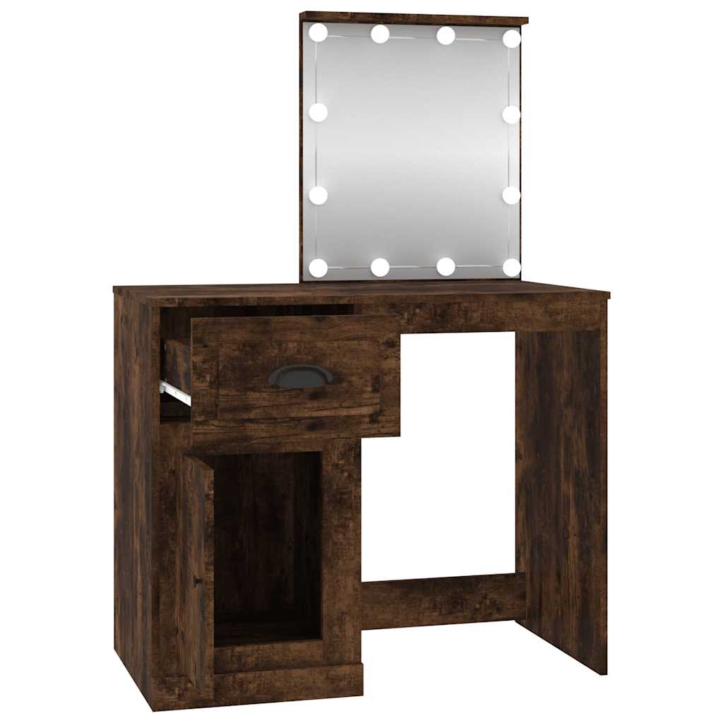 Kosmētikas galdiņš ar LED, ozolkoka, 90x50x132,5cm, koks