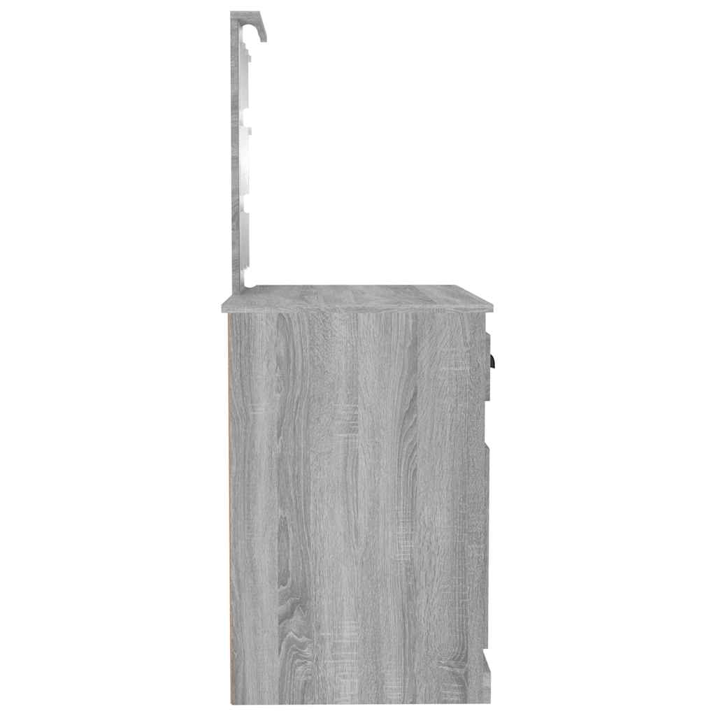 Dressing table with LED, grey, 90x50x132.5cm, wood