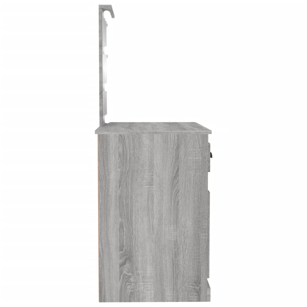 Kosmetinis staliukas su LED, pilkas, 90x50x132,5cm, mediena