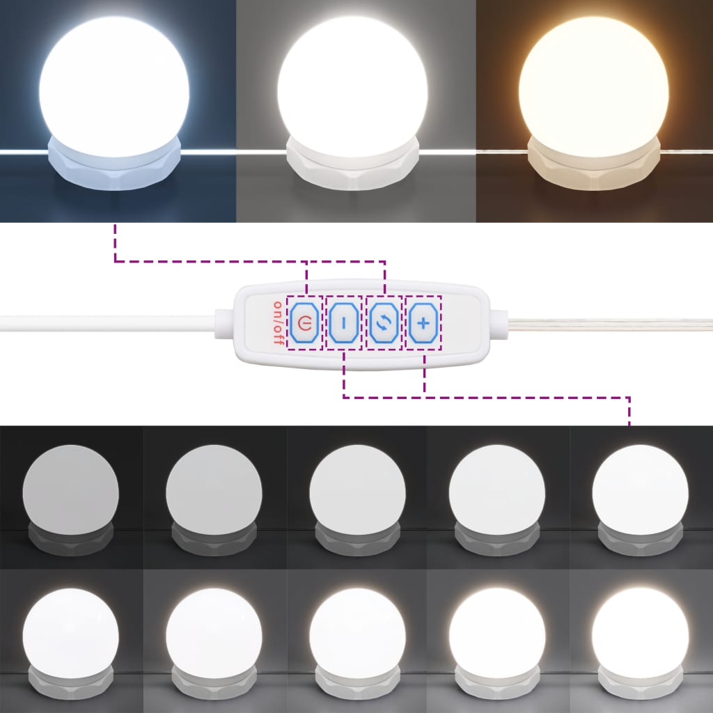 Kosmetinis staliukas su LED, pilkas, 90x50x132,5cm, mediena