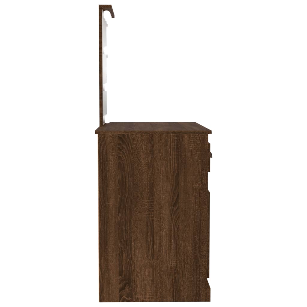 Kosmētikas galds ar LED, brūns, 90x50x132,5cm, koks