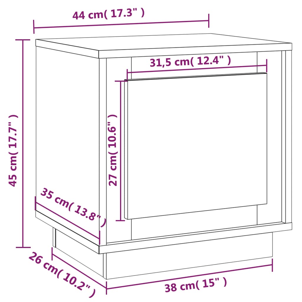 Nightstands, 2 pcs., oak, 44x35x45cm, treated wood