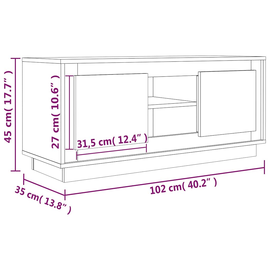 TV cabinet, white, 102x35x45cm, wood