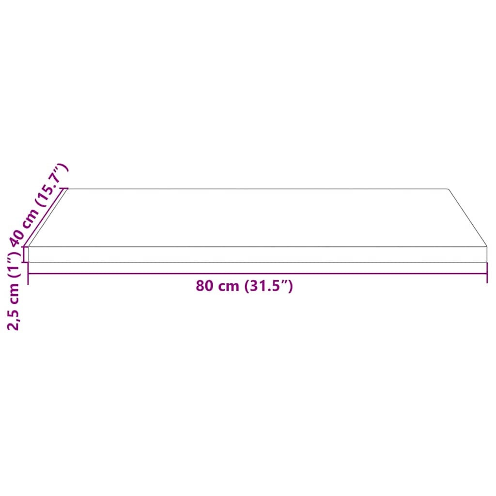 Tabletop, white, 80x40x2.5cm, solid pine, rectangular