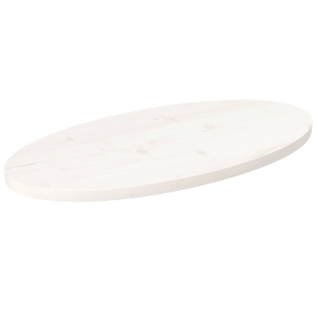 Tabletop, white, 70x35x2.5cm, solid pine, oval
