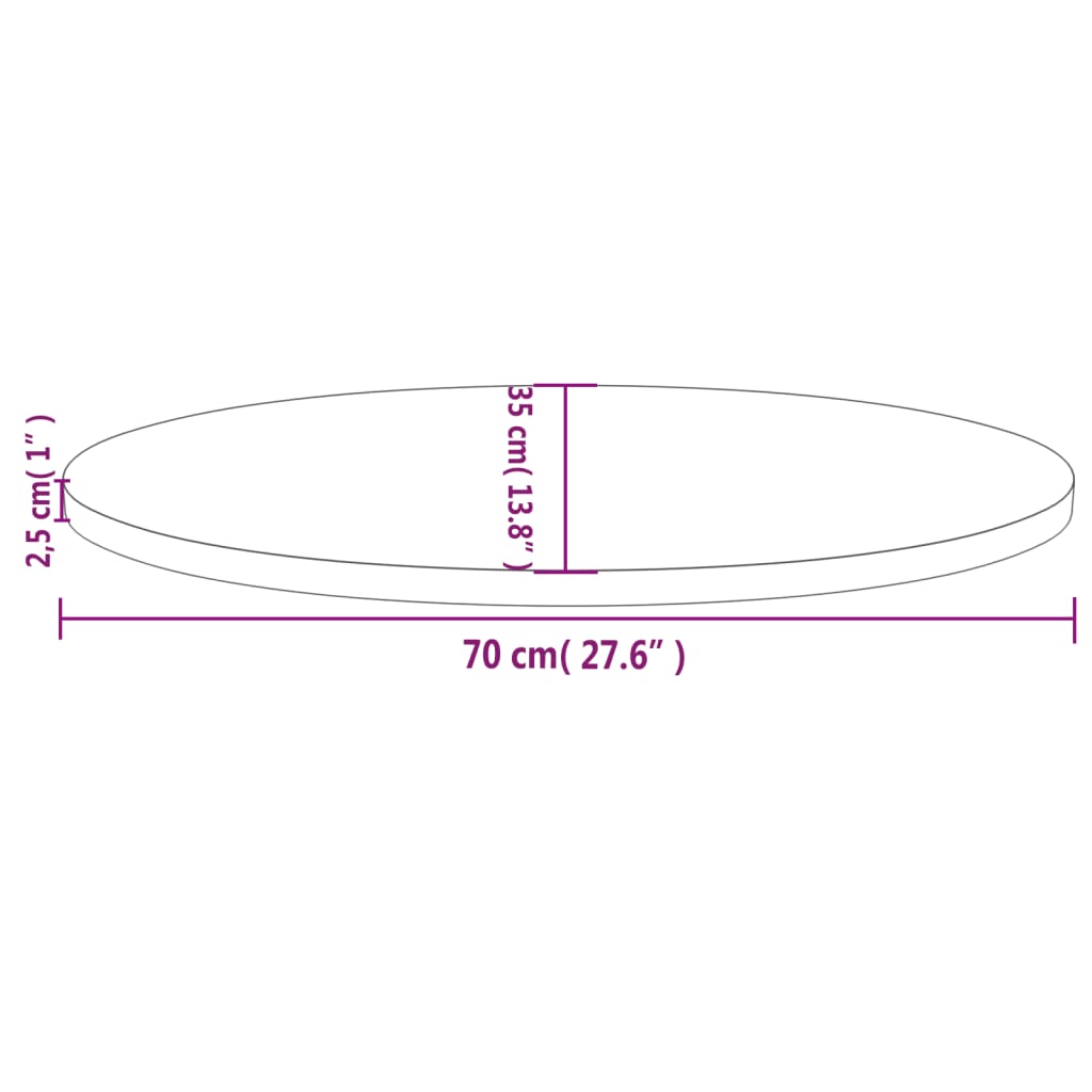 Tabletop, white, 70x35x2.5cm, solid pine, oval