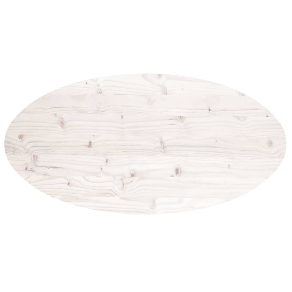 Stalviršis, baltas, 110x55x2,5cm, pušies masyvas, ovalus