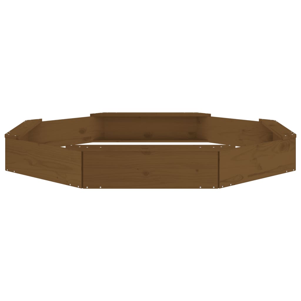 Sandpit with seats, honey, solid pine, octagonal